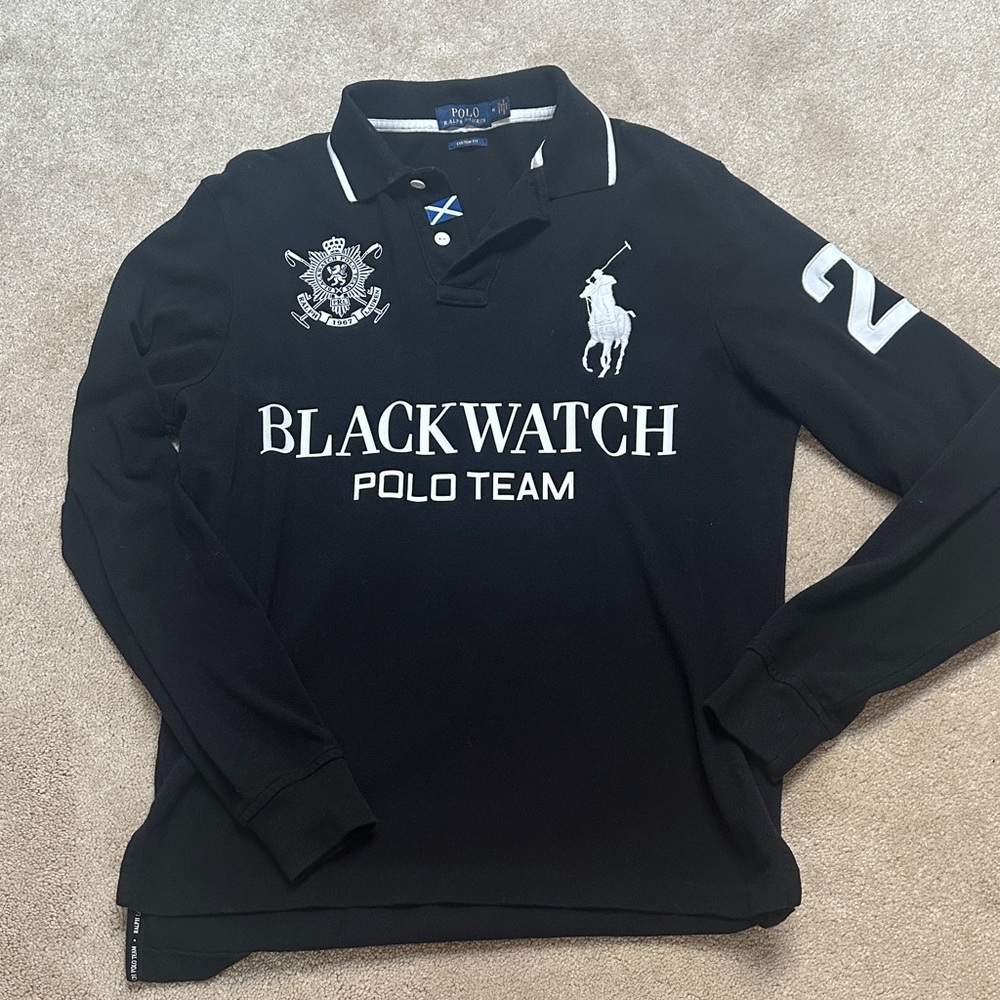 Ralph Lauren Black Polo with White Crest